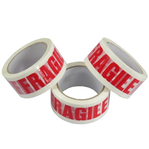 6 x Rolls Of FRAGILE Low Noise Printed Packing Tape 48mm x 66M